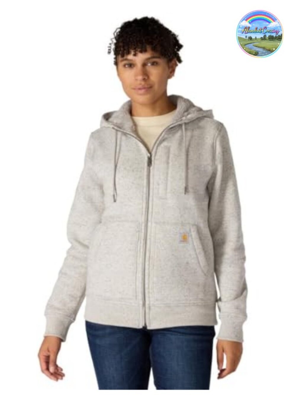 Relaxed Fit Midweight Sherpa-Lined Full-Zip Hoodie Sweatshirt with Pockets